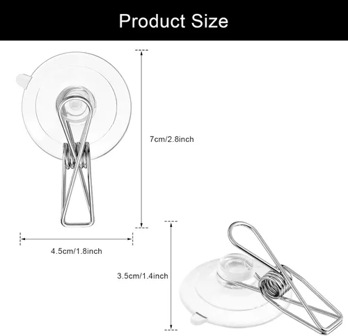 Vista 2 de Patelai 16 clips de ventosa de plástico redondo para ventosas con clips resistentes para colgar accesorios de ducha en casa oficina