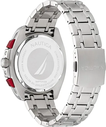 Vista 3 de Nautica Tin Can Bay Chrono Reloj de pulsera de acero inoxidable para hombre (Modelo NAPTCF206), plateado, Moderno