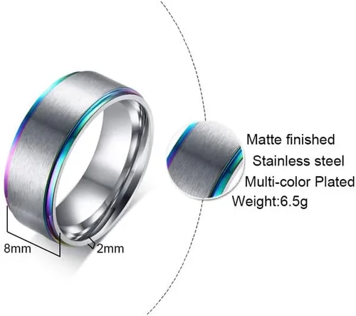 Vista 2 de Juego de anillos personalizados para parejas para él y ella, anillos de promesa únicos de acero inoxidable para parejas, juego con 2 anillos