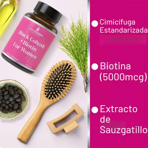 Vista 5 de Vitaminas para el cabello de cohosh negro + biotina + chasteberry