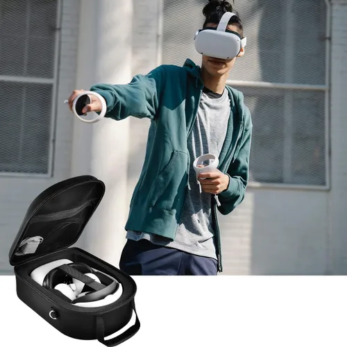 Vista 6 de Funda de transporte compatible con Oculus for Quest 2 Advanced Auriculares de realidad virtual todo en uno, caja para auriculares