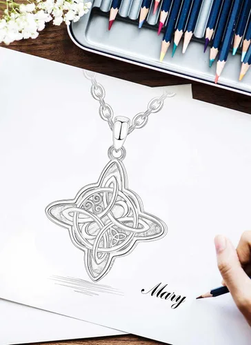 Vista 8 de CELESTIA Nudo de Bruja Plata 925 Original Amuletos de Proteccion Witches Knot Necklace - 20 Inch Box Chain
