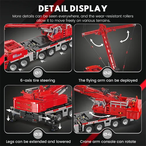 Vista 3 de Mould King 17065 GMK Kit de construcción de grúa móvil, más de 4566 piezas, modelo de camión de ingeniería de control remoto con motores, juguete