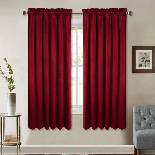 Vista 67 de StangH Cortinas de terciopelo rojo de 42 x 84 pulgadas de lujo, con aislamiento térmico, divisores de habitación, decoración navideña del hogar