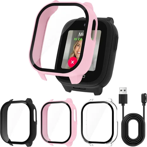 Vista 13 de Funda para Cosmo Jr Track 5 Protector de pantalla, paquete de 2 fundas duras de policarbonato HD, vidrio templado HD, carcasa de protección completa