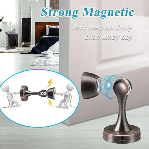 Vista 3 de Topes magnéticos para puerta, tope de puerta para montaje en pared, bronce aceitado resistente, acero inoxidable, topes de puerta para parte