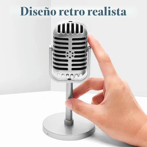 Vista 2 de Windspeed Paquete de 2 Accesorios de Micrófono Retro Modelo, Accesorio de Micrófono Antiguo con Soporte Decoración de Micrófono Falso