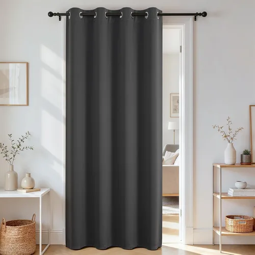 Vista 21 de Joydeco Cortina opaca para puerta de privacidad de 78 pulgadas de largo, cortina de armario con ojales para armario abierto, divisor de habitación