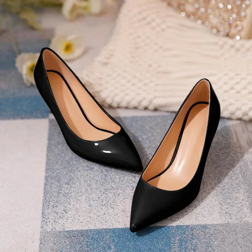 Vista 5 de YODEKS Zapatos de vestir clásicos de tacón bajo y medio para mujer con punta puntiaguda