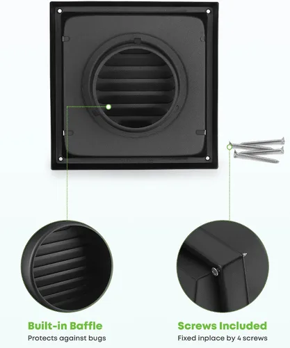 Vista 3 de Stanbroil Cubierta de escape de ventilación de pared de 4 pulgadas, extractor externo acolchado sin retorno, campana de repuesto de ventilación