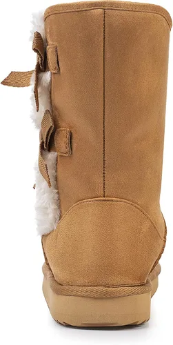 Vista 3 de KRABOR Womens Suede Snow Boots Mid-Calf Winter Shoes with Side Bows