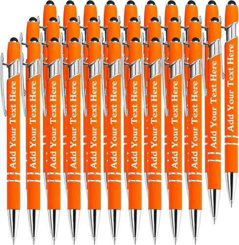 Vista 87 de Bolígrafos personalizados a granel grabados personalizados con punta de lápiz capacitivo, bolígrafos personalizados de tinta negra, regalos