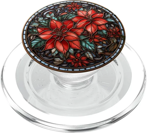 Vista 8 de Corona de Pascua de Navidad para ventana de cristal PopSockets estándar PopGrip