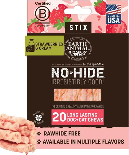 Vista 21 de Earth Animal No Hide Stix - Palitos masticables sin cuero de larga duración para perros pequeños, sabor a carne de res - Paquete de valor de 20