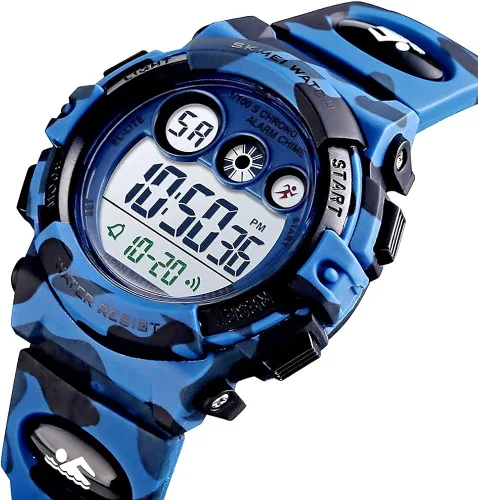 Vista 2 de GOLDEN HOUR Relojes para niños, deportes digitales, impermeables, para niños y niñas, para exteriores, alarma de 1224 horas, retroiluminación