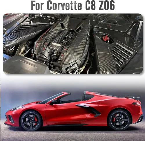 Vista 2 de Cubierta de motor de fibra de carbono seca para Chevy Corvette C8 Z06 Coupé solo 2023 2024 2025 2026, para panel de salida de entrada de aire C8
