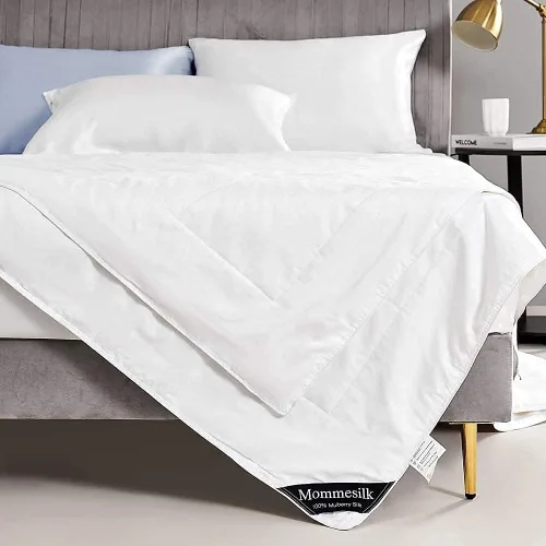 Vista 9 de Mommesilk Edredón/Colchón/Colcha de Seda, 100% Seda Natural de Hebra Larga, Fresco para Otoño, Lavable a Máquina (Cal.King)