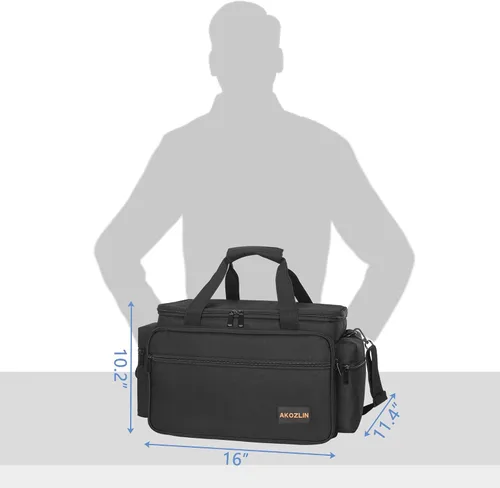 Vista 5 de AKOZLIN Bolsa Organizadora de Archivos de Cable con Divisores Desmontables para Equipo de DJ, Accesorios de Instrumentos de Sonido
