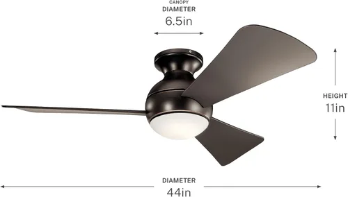 Vista 9 de Kichler Sola Ventilador de techo para exteriores de 44 pulgadas con luz LED, bronce antiguo