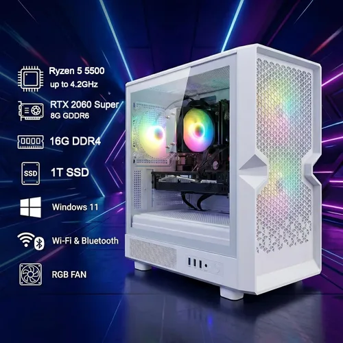 Vista 2 de Escritorio para PC para juegos STGAubron, R5 5500, RTX 2060S 8G, 16G DDR4