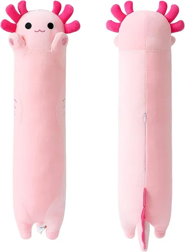 Vista 11 de PEACH CAT Almohada de felpa de gato de 19.6 pulgadas de largo, lindos animales de peluche de gatito, juguetes de peluche suaves, regalos para niños
