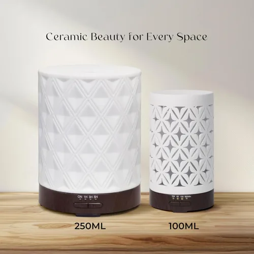 Vista 2 de EARNEST LIVING Difusor de aceite esencial para habitación grande en cerámica blanca de 250 ml con aromaterapia, 4 temporizadores, 7 luces nocturnas