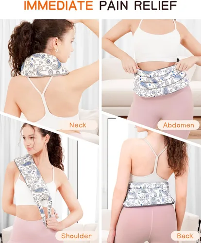 Vista 5 de Almohadilla térmica para microondas para espalda con calor húmedo, envoltura térmica extragrande para microondas para lumbar, cintura, estómago