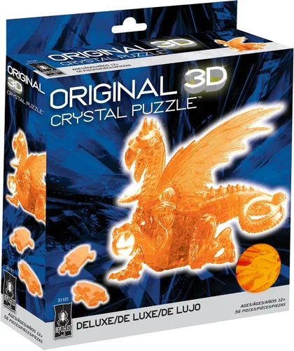 Vista 6 de BePuzzled Dragon Deluxe - Rompecabezas de cristal 3D original, a partir de 12 años, dorado