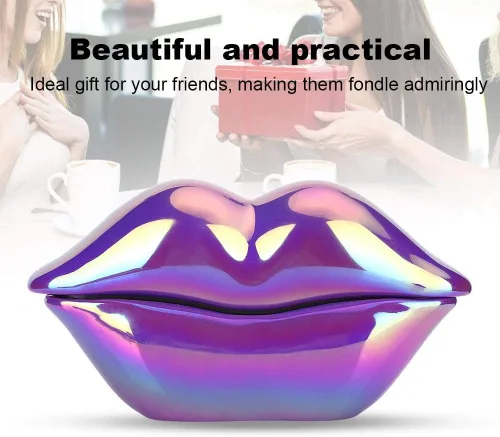 Vista 4 de Teléfono fijo de diseño de labios, teléfono con cable de escritorio electrochapado, teléfono con forma de labio en forma de boca para decoración