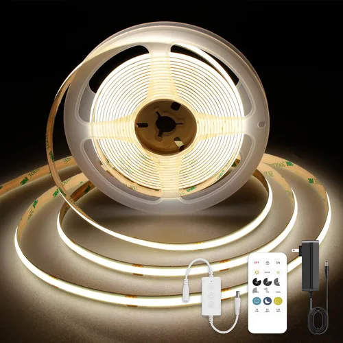 Vista 21 de Tira LED COB, tira de luz LED COB blanca cálida de 16.4 pies, tira de luz LED regulable de 2700 K, CRI92+, 0.315 in de ancho, cinta LED flexible