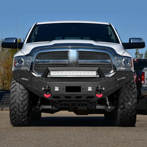 Vista 4 de Vijay Parachoques delantero y trasero para RAM 1500 2013-2018 y RAM 1500 Classic 2019-2024 con placa de cabrestante y luces