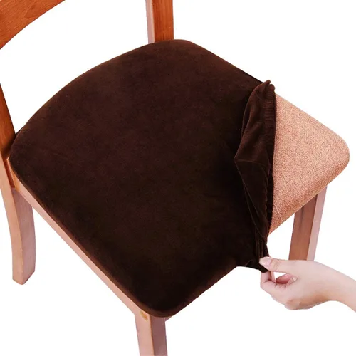Vista 12 de Smiry - Fundas de asiento de terciopelo para silla de comedor, juego de 2, ajuste elástico, extraíbles y lavables, fundas protectoras de cojín