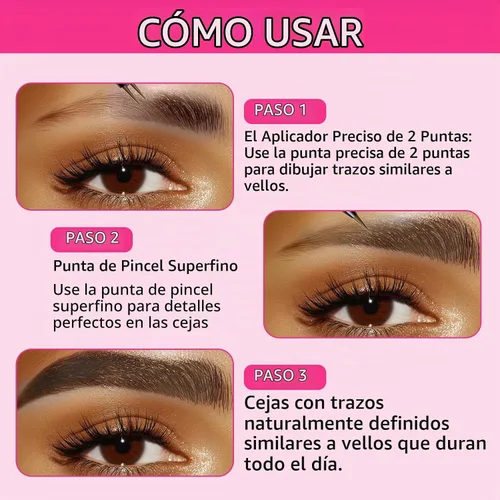 Vista 7 de Lápiz de cejas de doble punta, delineador de cejas impermeable 2 en 1 con horquilla ultrafina y punta de precisión, 5 tonos naturales de marrón