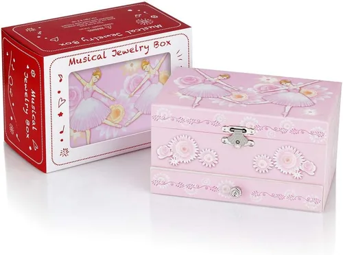 Vista 5 de RR ROUND RICH DESIGN Joyero musical para niños con temática de unicornio y flores para niñas