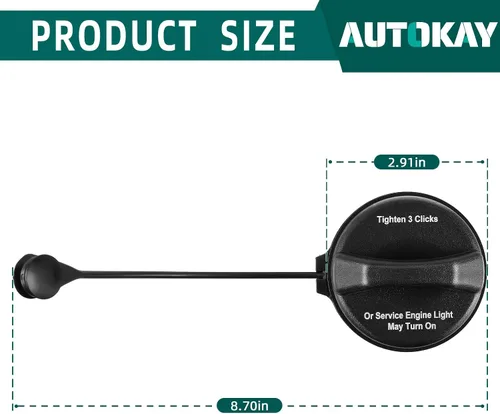 Vista 3 de AUTOKAY 95995094 Tapa de depósito de combustible con correa compatible con Chevy GMC Buick Pontiac