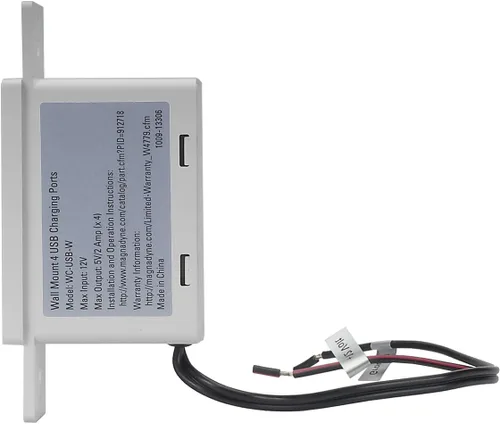 Vista 4 de Soporte de pared con 4 puertos USB de carga 12-16V DC apto para placas de pared estándar, color blanco