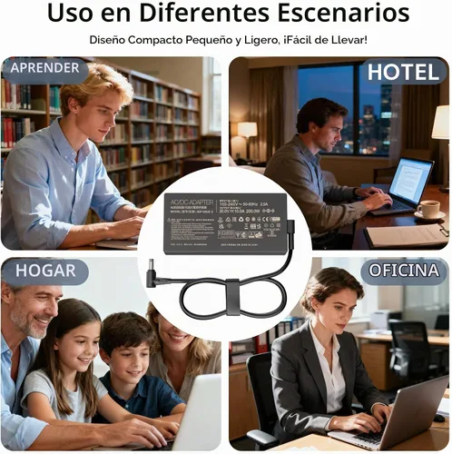 Vista 7 de Cargador de portátil para juegos de 200 W para ASUS ROG TUF Zephyrus Carga rápida Potencia estable Control de temperatura inteligente 20 V 10