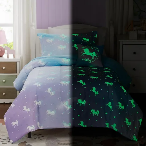 Vista 23 de Kaleido Space Juego de Edredón para Niños Tamaño Twin para Niños, Juego de Ropa de Cama de Juegos de Pelota que Brilla en la Oscuridad, 1 Edredón, 1