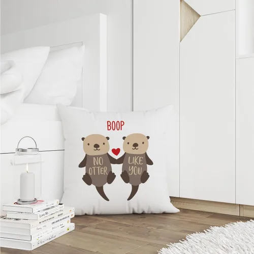 Vista 4 de Regalos de nutria: fundas de almohada de amor 18x18, funda de almohada de nutria para ella, regalo del día de San Valentín