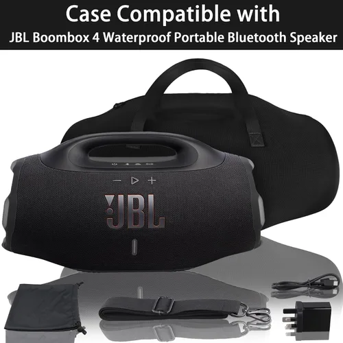 Vista 3 de co2CREA Funda de viaje rígida de repuesto para altavoz Bluetooth portátil impermeable JBL Boombox 4 (funda negra)