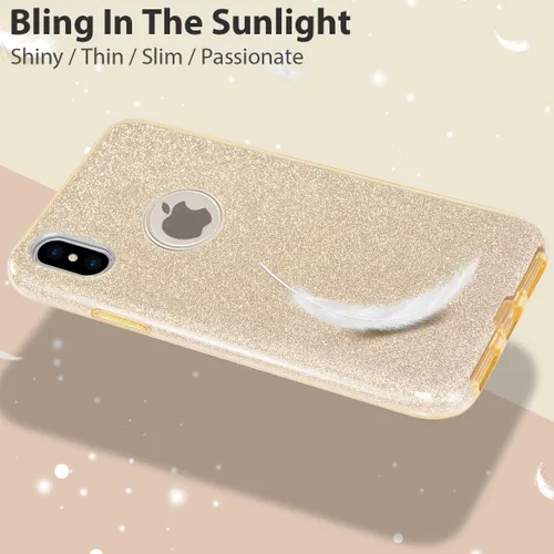 Vista 4 de Carcasa para iPhone X (2017), con brillantina, brillo de cristal de MATEPROX , Dorado