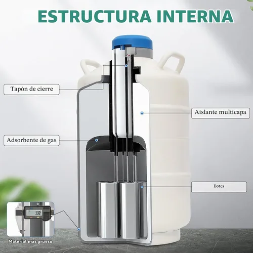 Vista 7 de Contenedor de Nitrógeno Líquido Criogénico de 20L (LN2) Contenedor Criogénico de Aleación de Aluminio Contenedor Criogénico Estático de Nitrógeno