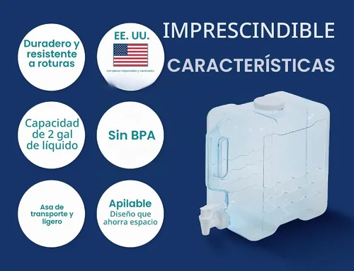 Vista 3 de Arrow Home Products 00743, envases de bebidas, recargable, plástico azul, 2 galones, Industrial, 1
