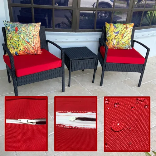 Vista 5 de FLYMEI Fundas de cojín para patio de 22 x 20 x 4, color rojo, 1 paquete