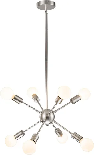 Vista 12 de SineRise Candelabros Sputnik Negros, 8 Luces Modernas Accesorio de Iluminación Sputnik con Altura Ajustable para Comedor, Sala de Estar, Cocina