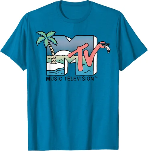 Vista 6 de MTV Camiseta con logotipo de flamenco de Beach Island Blanco