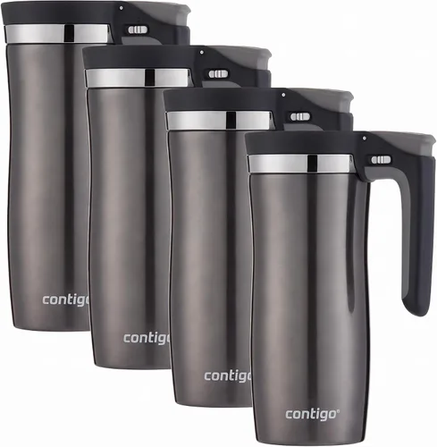Vista 5 de Contigo Jarra para viaje con asa y cierre automático Autoseal de acero inoxidable con tapa fácil de limpiar, 16 oz. Pavonado