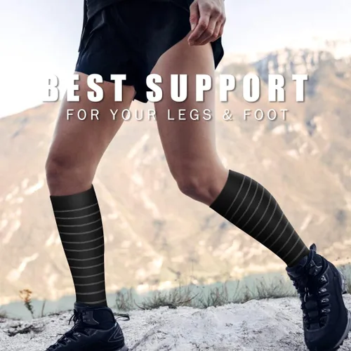 Vista 4 de BLUEENJOY Calcetines de compresión de cobre para mujeres y hombres (6 pares), el mejor apoyo para enfermeras, correr, senderismo, recuperación