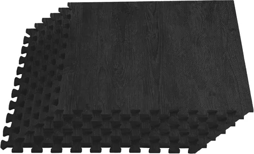 Vista 9 de Azulejos de espuma estampada de 3/8 de pulgada de grosor Forest Floor, tapetes de espuma de grano de madera entrelazados de primera calidad, piso