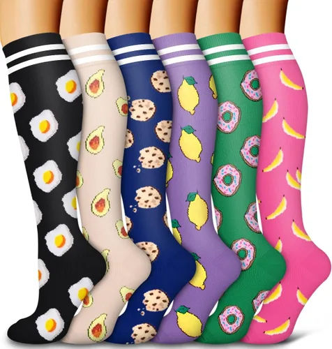 Vista 27 de Bluemaple Paquete de 6 calcetines de compresión de cobre para mujeres y hombres, el mejor apoyo para médicos, correr, enfermería, atletismo